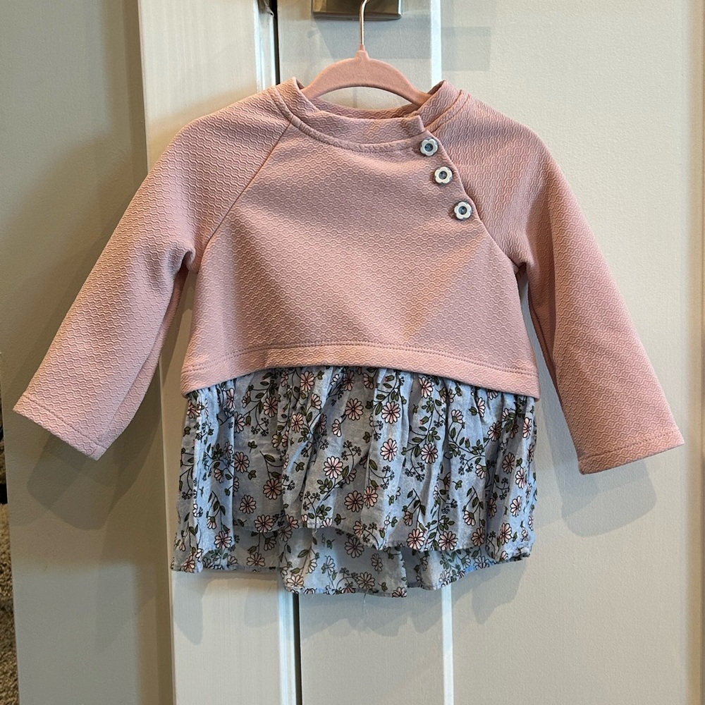 Pastourelle Pink and Floral Layered Kids Blouse